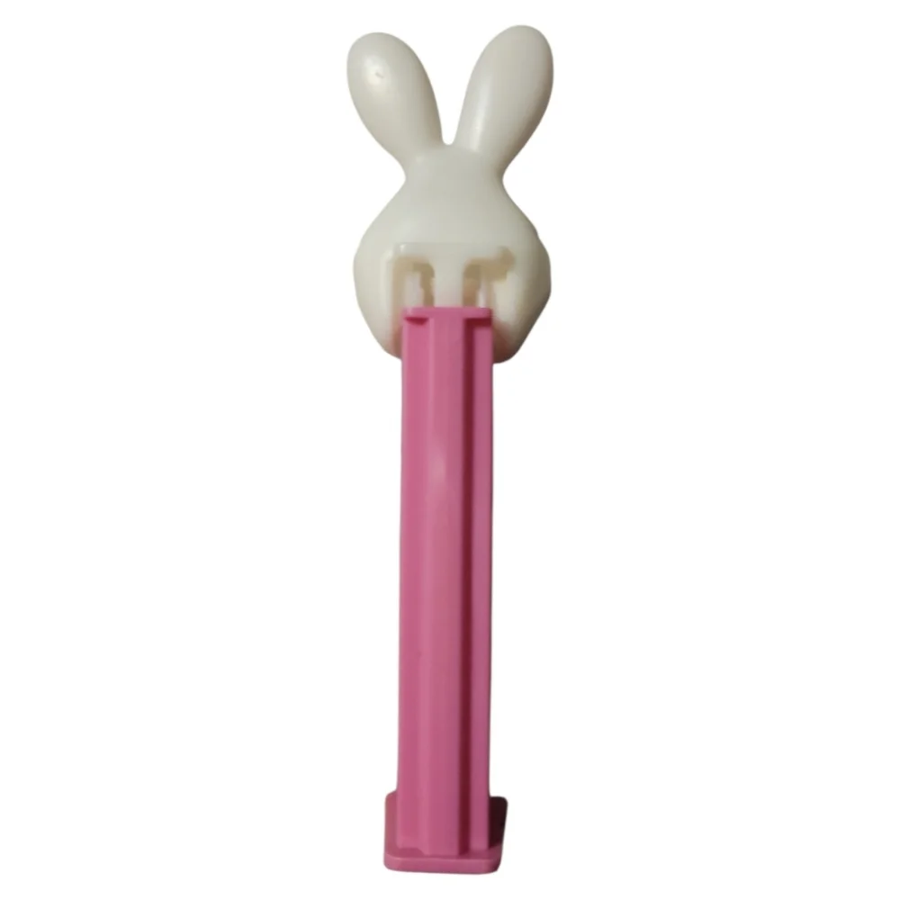 1 Vtg 98 PEZ Easter Bunny Rabbit Pink White Footed Candy Dispenser